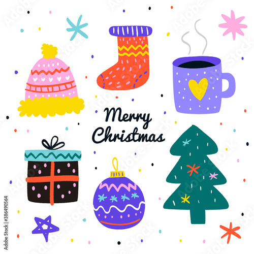 Set of christmas elements