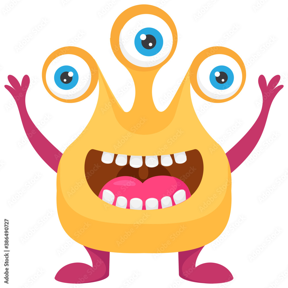 
A big mouth alien monster with laughing expressions
