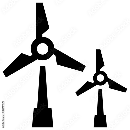 
Wind turbine with revolving feathers sensing wind energy icon
