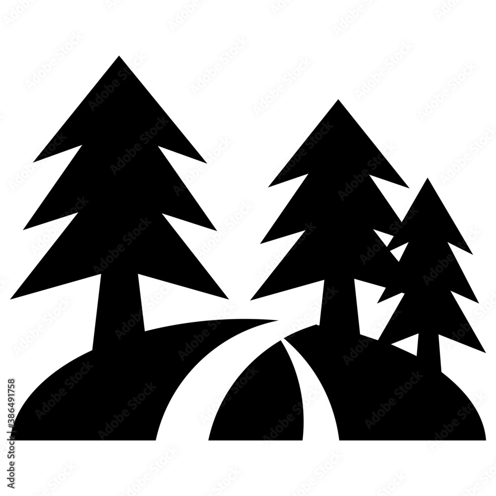 Fototapeta premium Landscape of road with trees and sun, a complete icon for countryside 