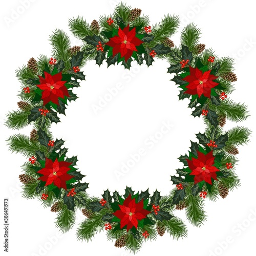 Christmas wreath with fir tree