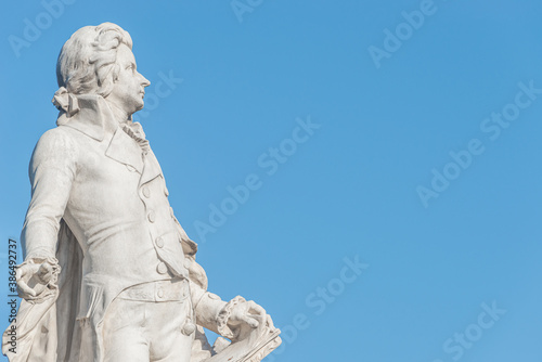 Photography Warm sunset over Mozart monument in front of Palmenhaus, near Neue Burg and Hofb