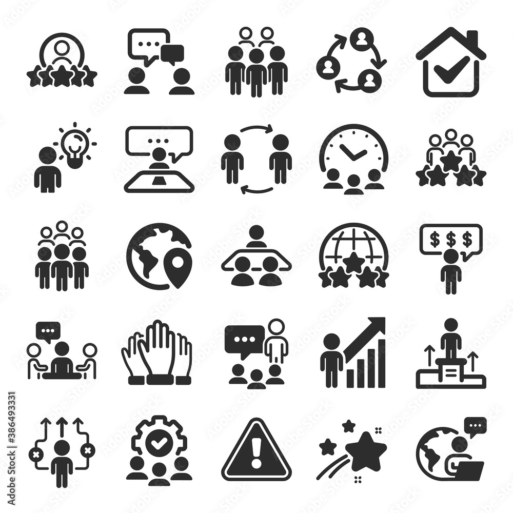 Business people icons. Team, meeting, job structure. Group people, communication, member icons. Congress, talk person, partnership. Job interview, business idea, voting. Flat icon set. Vector Business people icons. Team, meeting, job structure. Group people, communication, member icons. Congress, talk person, partnership. Job interview, business idea, voting. Flat icon set. Vector
