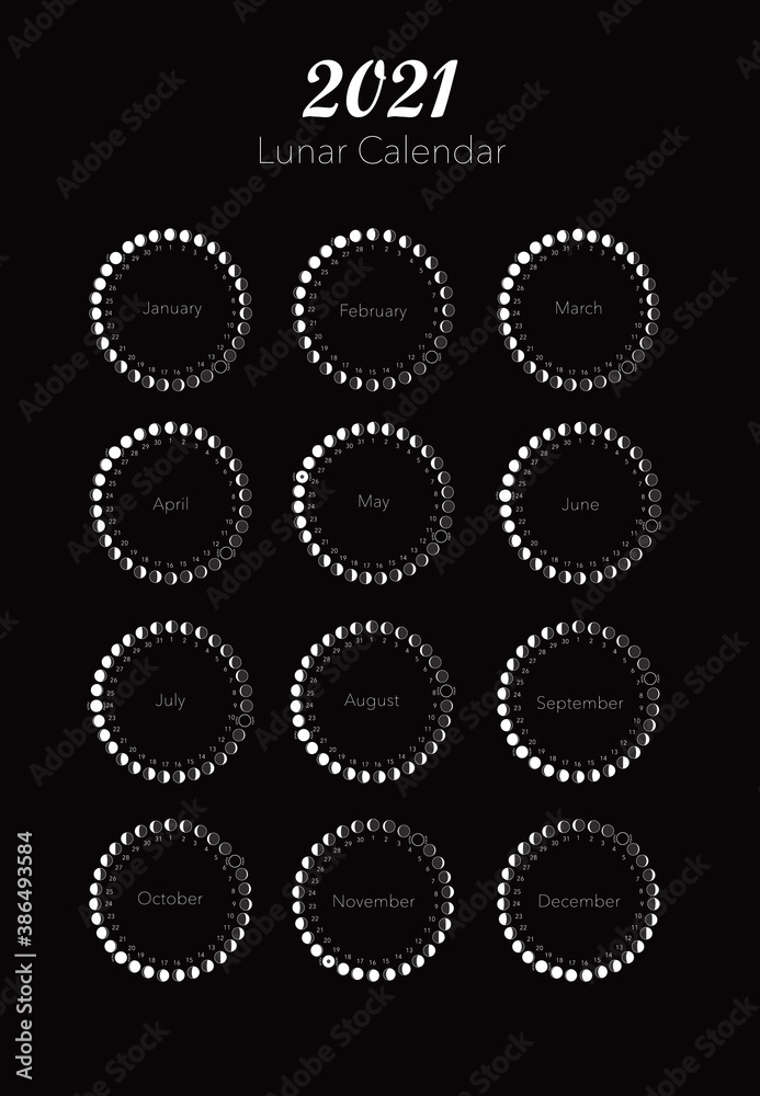 2021 moon phases calendar vector on dark grey 2021 moon phases calendar vector on dark grey