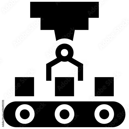 
Industrial robotic conveyor belt with mechanical arm 
