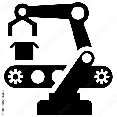 
Industrial robotic conveyor belt with mechanical arm 
