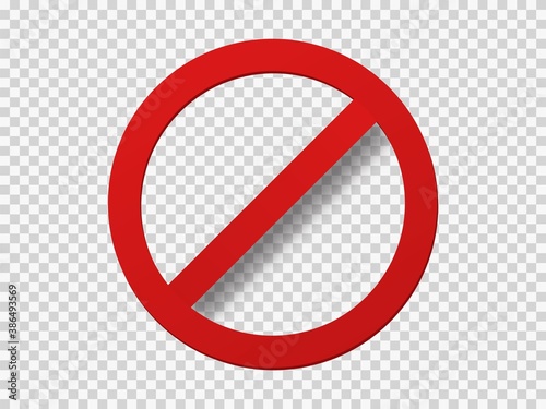Banned icon template. Red circle with crossed out stripe symbol of prohibition travel.
