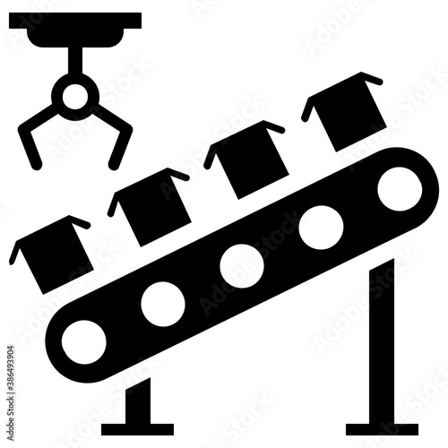 
Industrial robotic conveyor belt with mechanical arm 

