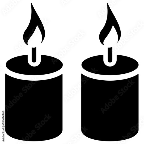 
Glyph of two burning wax candles commemorating the concept of aromatic candles 
