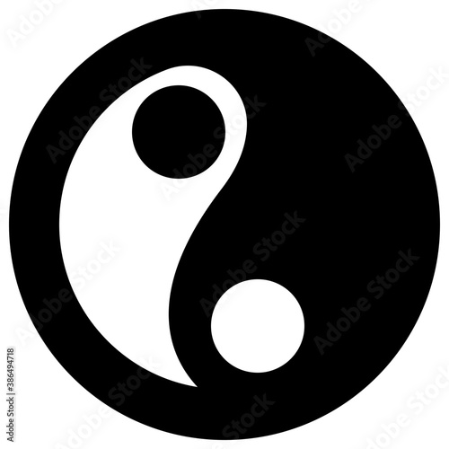 
a circle divided by an S-shaped line into a dark and a light segment

