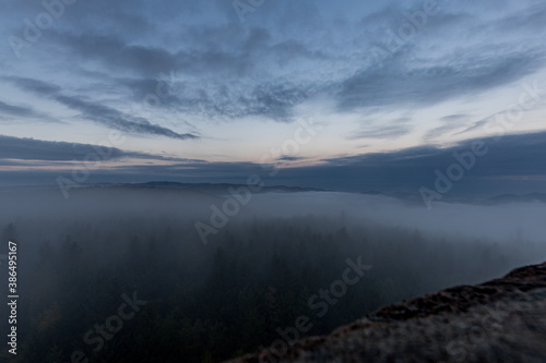Moving clouds and autumn fog over the Black Forest