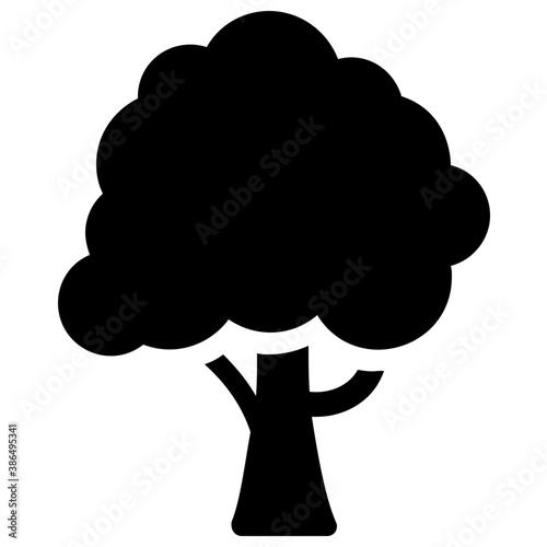 
A bushy and wide tree with bark representing apple tree 
