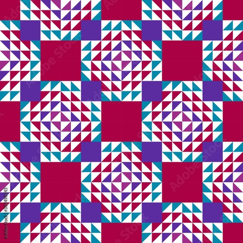 Barn quilt pattern, Quilting blocks, Patchwork design, Abstract geometric tile Vector illustration