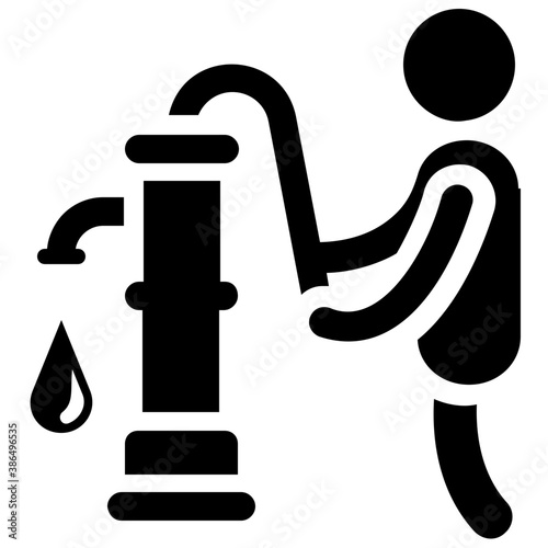 
Old fashioned manual hand pump for water 
