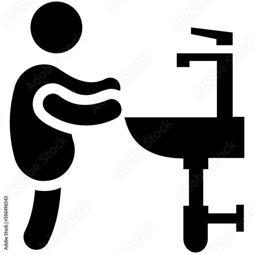 
Bowl with tap and two faucets on both sides making icon for wash basin icon
