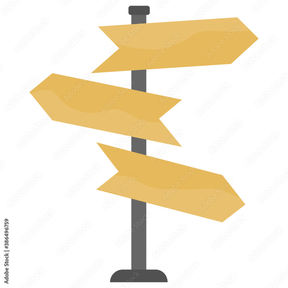 
Three arrow heads pointing in opposite directions, showcasing finger post icon
