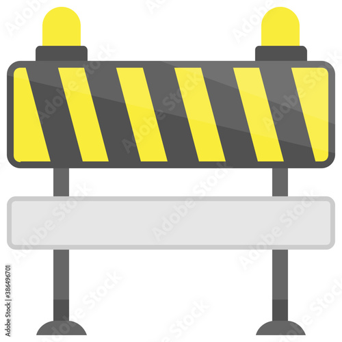  Barrier with barcode like lines on a stand denoting traffic barricade icon 