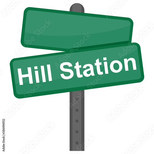 
Signpost quavering to the icon of hill station 
 photo