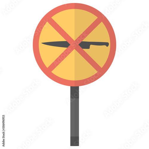 
A circular road board with information of no dining 
