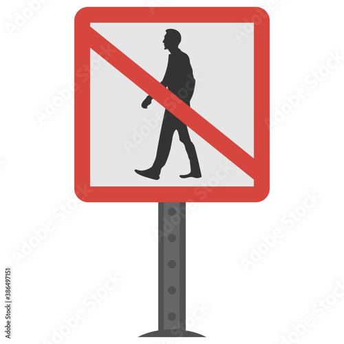 
Hexagon with human and international prohibition sign denoting no pedestrians  icon
