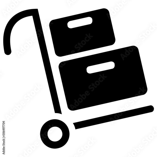 
A hand truck porting packages to offer shopping trolley concept 
