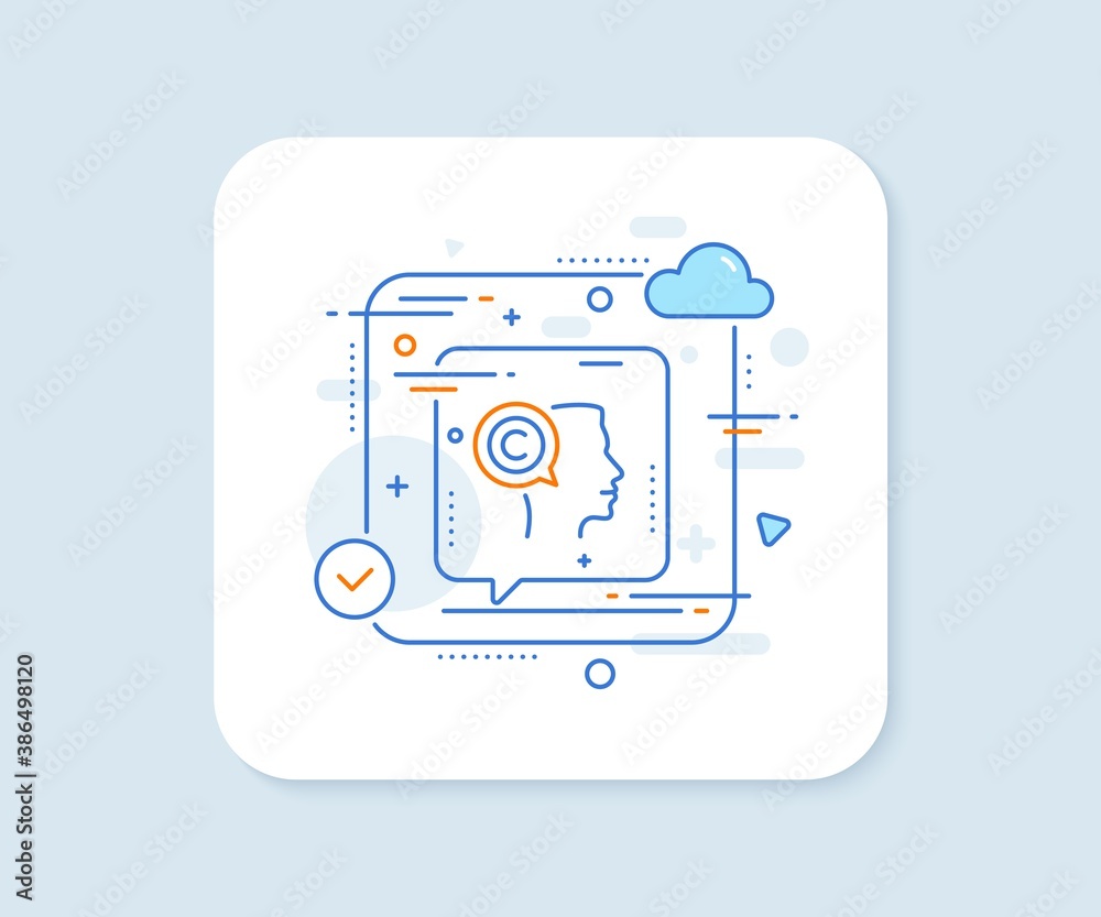 Copyrighter line icon. Abstract vector button. Writer person sign. Copywriting symbol. Writer line icon. Speech bubble concept. Vector Copyrighter line icon. Abstract vector button. Writer person sign. Copywriting symbol. Writer line icon. Speech bubble concept. Vector