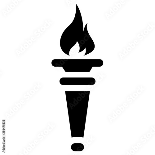 
Hand holding a vintage flame stick to showcasing olympics torch 
