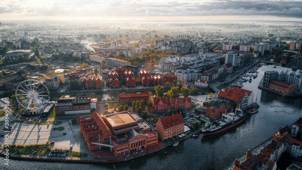 Naklejka premium Aerial View of the Polish city of Gdansk