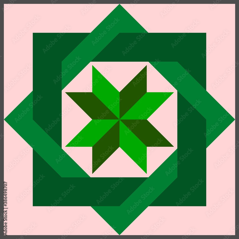 Barn quilt pattern, Amish Patchwork design, Abstract geometric tiled trail Vector illustration Barn quilt pattern, Amish Patchwork design, Abstract geometric tiled trail Vector illustration