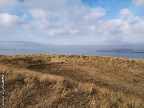 sand hills and dry grass on the coast