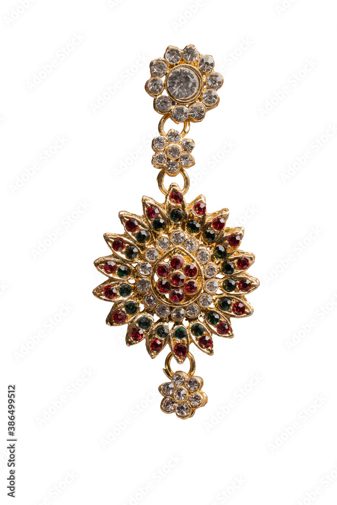 indian earring on white isolated background indian earring on white isolated background