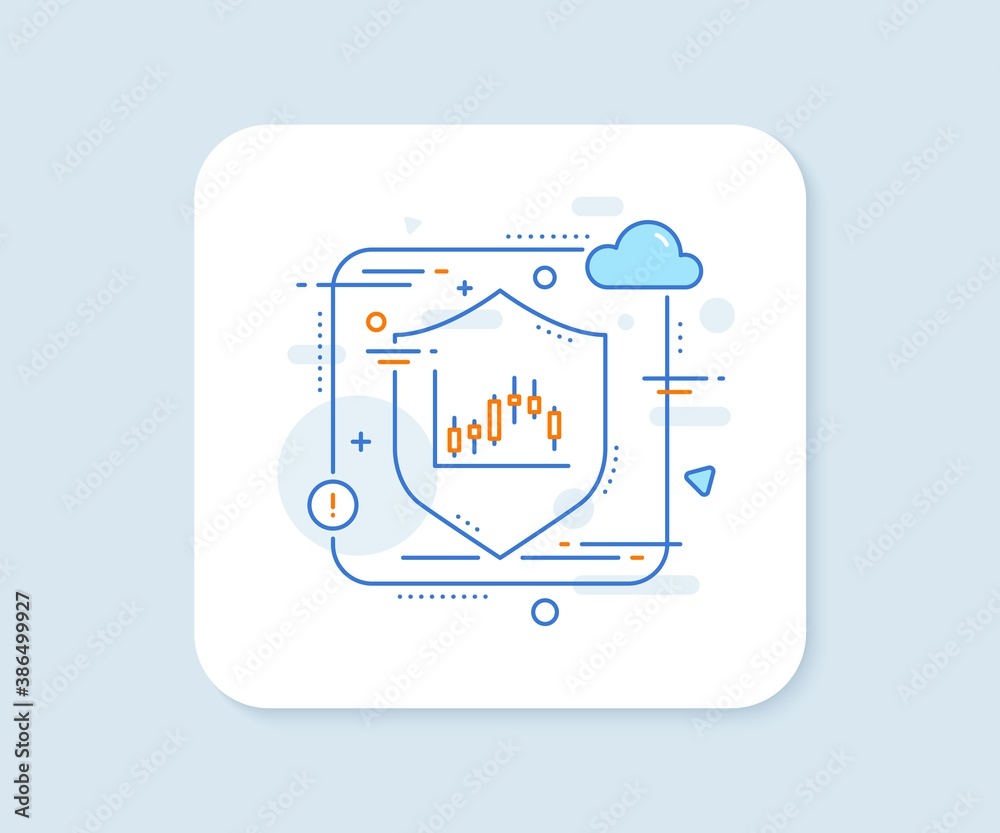 Candlestick chart line icon. Abstract vector button. Financial graph sign. Stock exchange symbol. Business investment. Candlestick graph line icon. Protect shield concept. Vector Candlestick chart line icon. Abstract vector button. Financial graph sign. Stock exchange symbol. Business investment. Candlestick graph line icon. Protect shield concept. Vector
