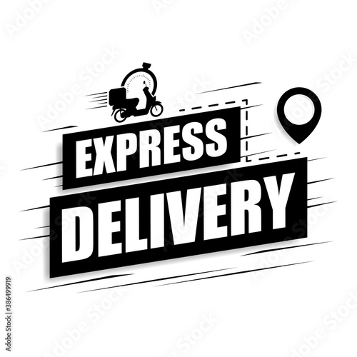 Express delivery icon on a white background. Motorcycle with stopwatch icon for service, order, fast, free and worldwide delivery. Vector illustration.