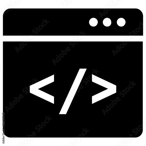 
Back end of a web page with symbols offering coding icon
