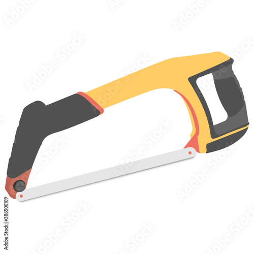 
Box like tool with hand gripper and sharp blade, graphic for hacksaw 
