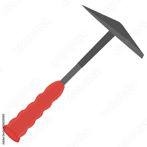 
An axe with pointing heads blade and tree handle, pickaxe icon

