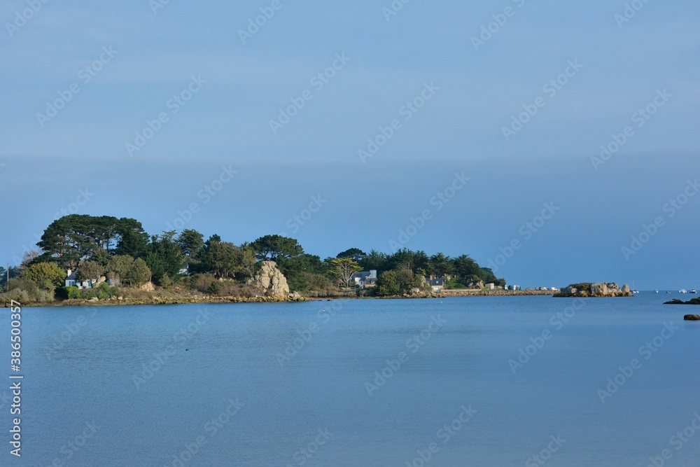 Beautiful seascape of the coast at Penvenan-Bugueles in Brittany. France