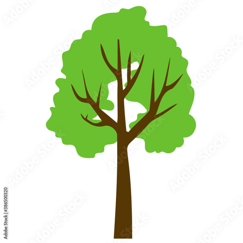 
Tree with single leaf structure as one leaf on one stem, this is apple tree icon 
