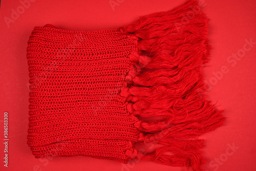 Red scarf on a red background
