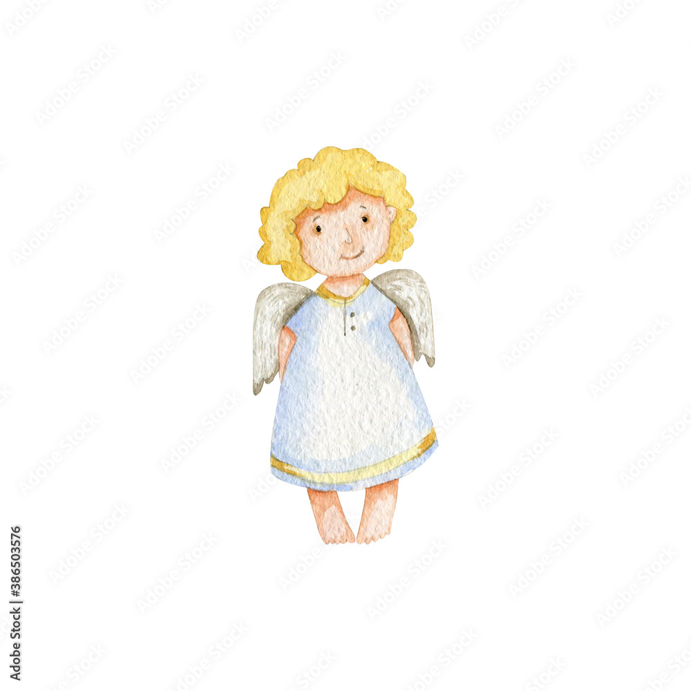 watercolor cute little christmas angels baby background