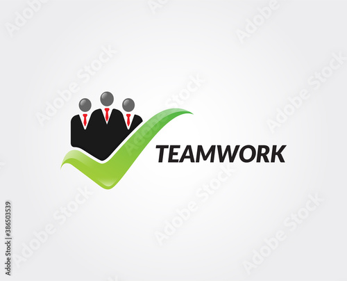 minimal teamwork logo template - vector illustration
