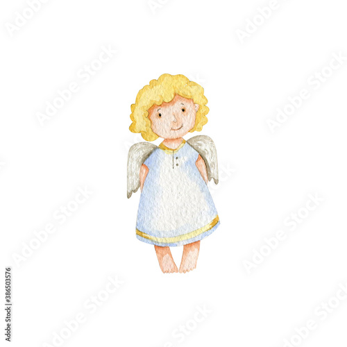watercolor cute little christmas angels baby background