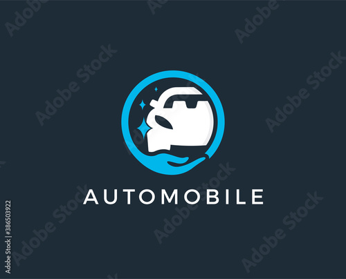 minimal auto wash logo template - vector illustration