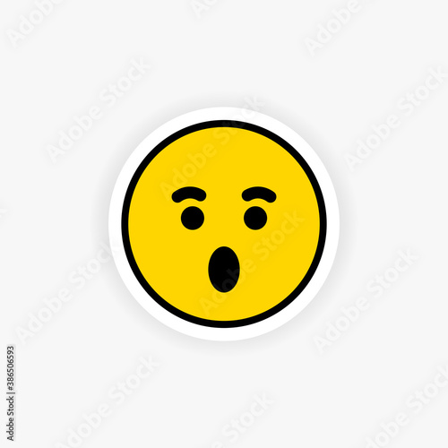 Surprised emoji sticker. Shocked emotion. Vector EPS 10. Isolated on white background