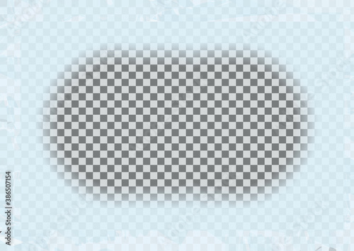 Frozen window abstract background with transparent oval space in center. Winter glass texture. Vector illustration.