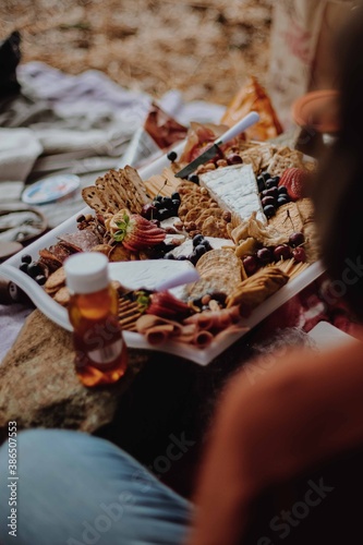 Fotografija picnic with cheeseboard in the park