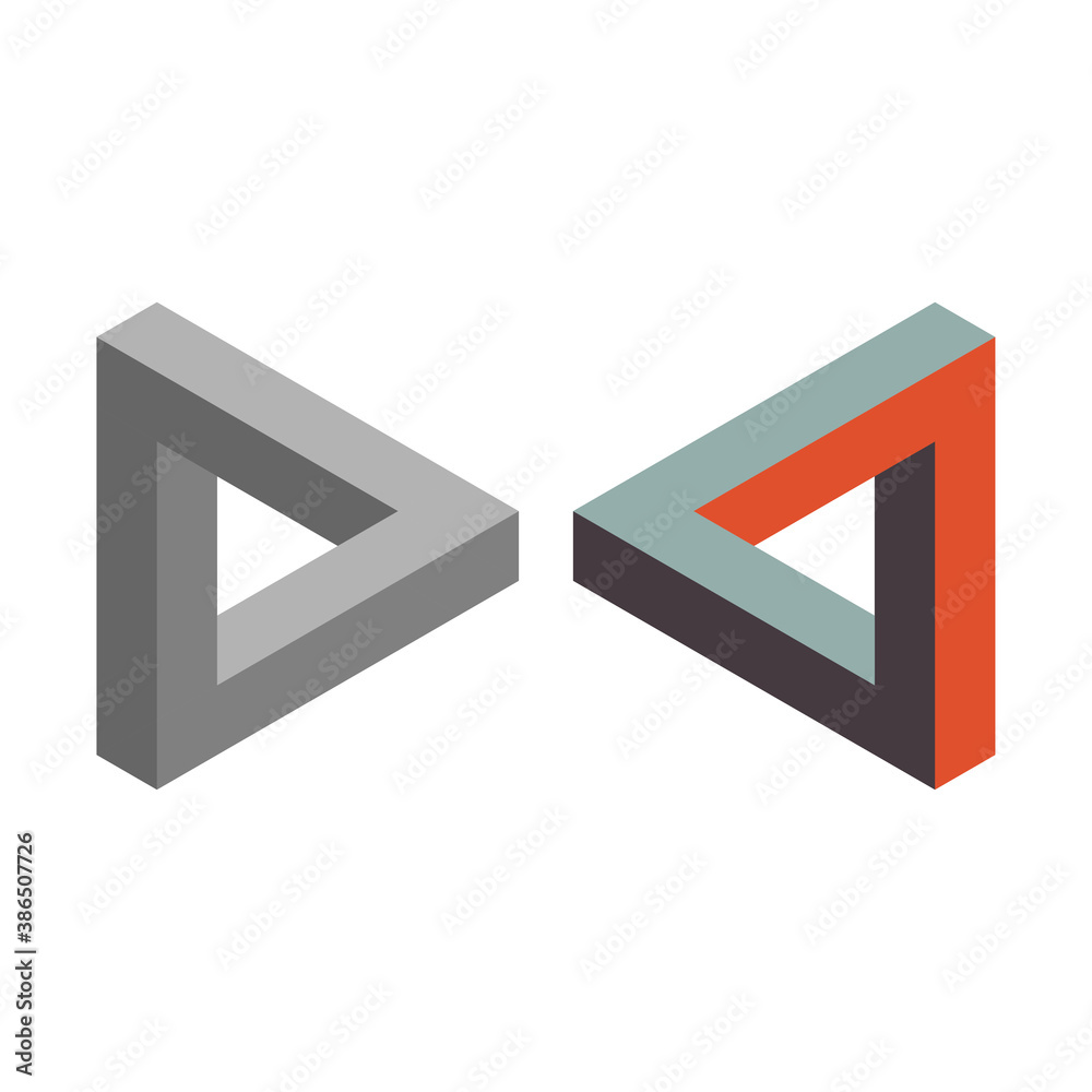 Penrose triangle icon. Impossible vector geometric shape object. Optical illusion illustration. Infinity 3D element Penrose triangle icon. Impossible vector geometric shape object. Optical illusion illustration. Infinity 3D element