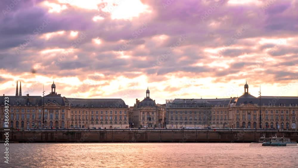 Place de la Bourse in Bordeaux France. Timelapse Place de la Bourse in Bordeaux France. Timelapse