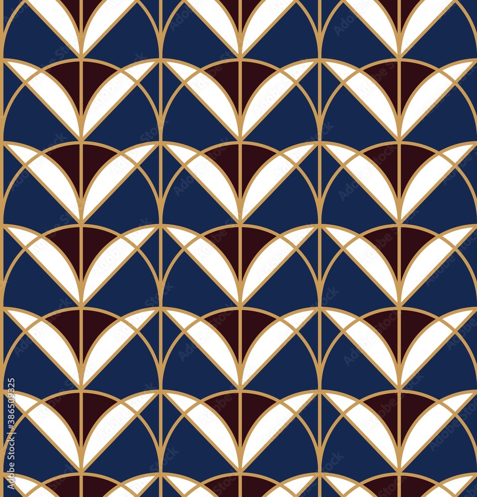 seamless geometric pattern with floral elements. art deco