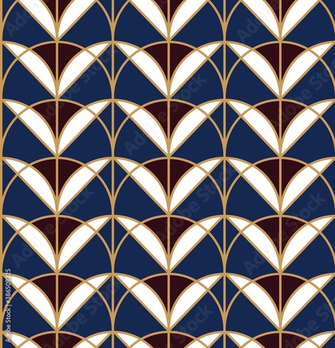 seamless geometric pattern with floral elements. art deco